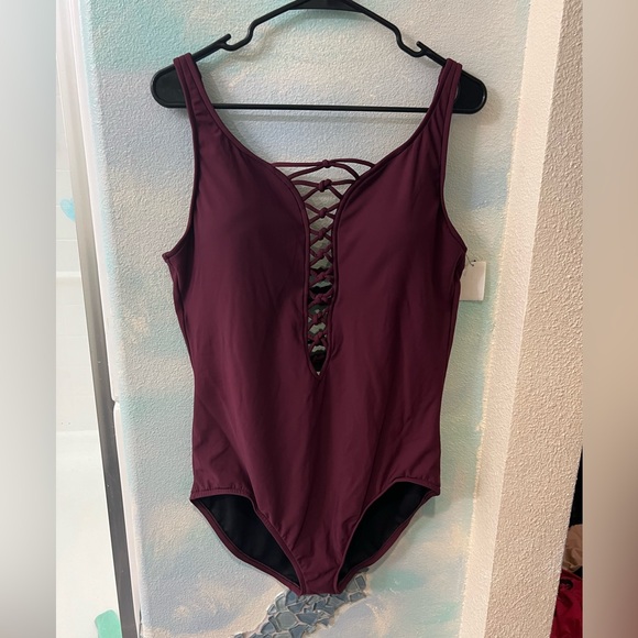 Aqua Green Other - NWT Aqua Green Burgundy One Piece Bathing Suit